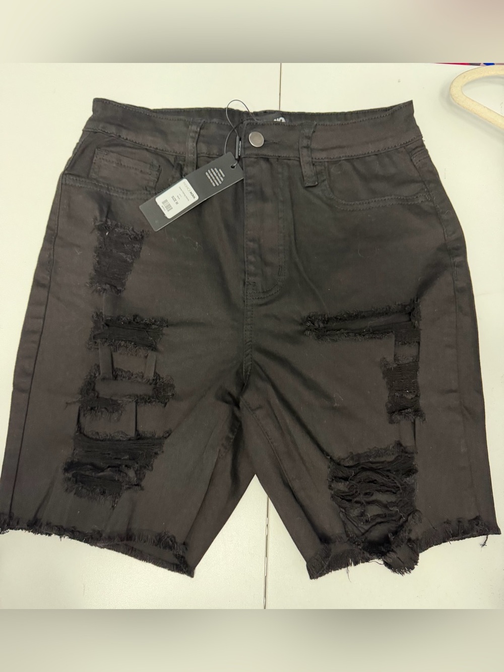 Fashion Nova Black Distressed Denim Shorts - Gone Fishing